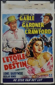 LONE STAR 1951 ORIGINAL 14X21 BELGIAN MOVIE POSTER CLARK GABLE AVA GARDNER - Picture 1 of 1