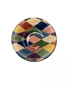 Tabletops Carnival Handpainted Salad Plate Dessert Plates Diamonds EUC Set Of 3 - Picture 1 of 3