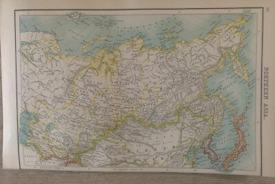 1902 Northern Asia Original Antique Map by John Bartholomew - Image 1 of 3