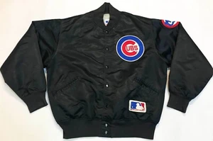 Vintage Felco MLB Chicago Cubs Bomber Satin Jacket L Black USA Sewn Quilted - Picture 1 of 10