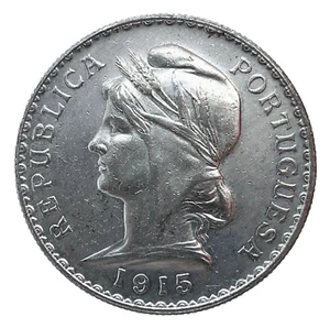 1915 PORTUGAL 1 Escudo 0.835 Silver Liberty Head Excellent Coin KM# 564 - Picture 1 of 4
