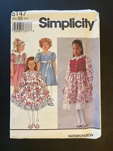 Simplicity Sewing Pattern Dress Vest 5 6 6X Child New Uncut 8147 Vintage 1992 - Picture 1 of 7