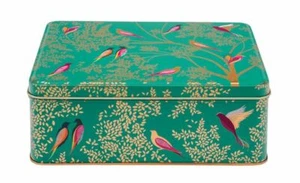 Sara Miller Green Birds Rectangular Storage Tin - Friend`s Birthday Gift Idea - Picture 1 of 1