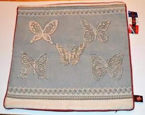 New ART de LYS France Jaquard Tapestry BLUE BUTTERFLY LACE 19"x19" Pillow Cover - Picture 1 of 1