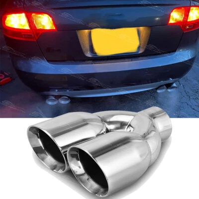 2.5" In 3.5" Out 9.5" Double Wall Exhaust Dual Tip For Audi A4 S4 A6 A8 S6 S7 S8 - Image 1 of 4