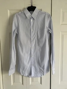 Camisa Helmut Lang Para Hombre Azul Blanco Rayas Logo Botón 37 14.5 - Imagen 1 de 6