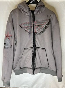 Fly Racing Hoodie mit Reißverschluss grau schwarz rot Vlies weich schwer Herren Größe XL - Bild 1 von 12