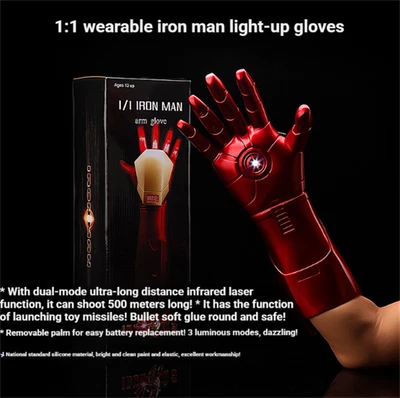 Iron Man JARVIS LED Voice Avengers Hand Arm Light Gloves Cos Prop Left + Right - Image 1 of 4