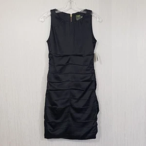 Taylor Neu mit Etikett Satin ärmellos hochgeschlossen drapiert Rock Kleid Damengröße 6 - Bild 1 von 10