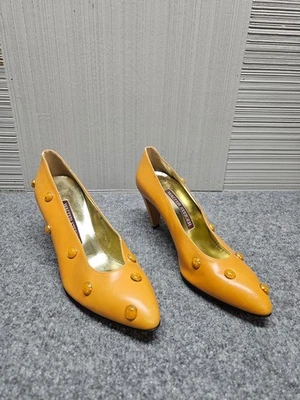 Zapatos de salón Walter Steiger para mujer 8 naranja punta tachonados dorados tacones de gatito Foto 1 de 4