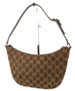 Authentic GUCCI Brown GG Canvas and Leather Small Hand Bag Purse #62128 - Picture 1 of 20