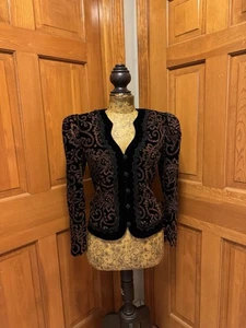 Vintage Scott McClintock Puffärmel Samt Metallic Jacke Blazer Gr. 6 Paisley USA - Bild 1 von 14