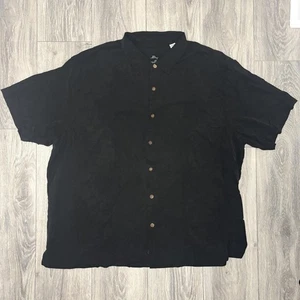 Tommy Bahama Hemd Herren 3XL Schwarz Kurzarm Camp Knopfleiste Ton in Ton Jacquard - Bild 1 von 7