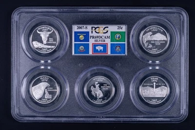 2007-S State Quarters Silver Proof Set PCGS PR69DCAM (MT, ID, WY, WA, UT) CS - Image 1 of 2
