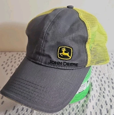 Gorra de camionero John Deere para hombre gris amarilla ajustable gorra de malla H13 Foto 1 de 4
