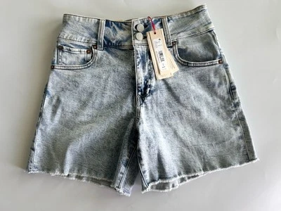 Jeans Alice + Olivia Han cintura alta cintura larga jeans curto 26 Rockstar azul - Imagem 1 de 4