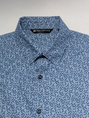Travis Mathew Shirt Mens Small Blue Floral Stretch Short Sleeve Button-Up - Image 1 of 4