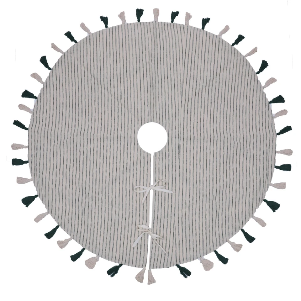 48" Green Stripe Cotton Tree Skirt - Image 1 of 1