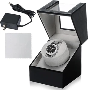 Single Automatik Uhrenbeweger mit japanischem Mabuchi Leisemotor, schwarz - Bild 1 von 12