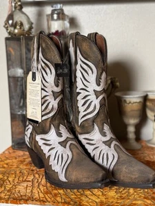 Dan Post Women’s Snip Toe Ndulgence 4359 Distressed Leather Cowboy Boots Size 9 - Picture 1 of 11