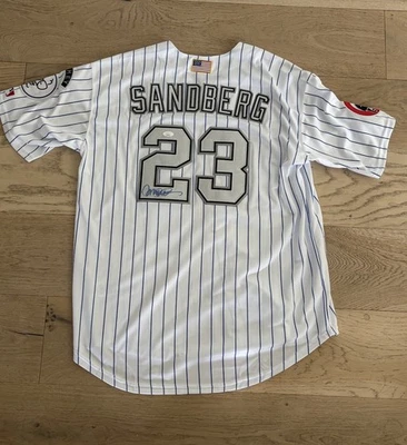 CHICAGO CUBS RYNE SANDBERG SIGNED JERSEY JSA COA MLB AUTOGRAPH HARRY CARAY RARE - Image 1 of 3