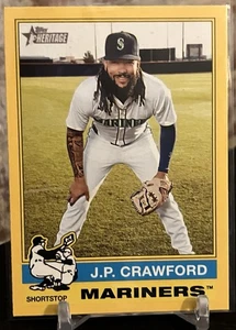 2025 Topps Heritage J.P. Crawford bordo giallo parallelo #171 Seattle Mariners - Foto 1 di 2