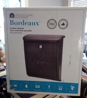 Bordeaux Rubbed Bronze,Wall Mount Mailbox With Lock/Keys Medium 2697RZ-10 New - Image 1 of 4