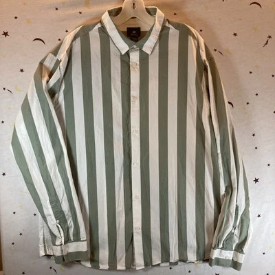 Camisa H&M Verde Blanca XXL Para Hombres Manga Larga Abotonada Ajuste Regular Cupé Estándar Foto 1 de 4