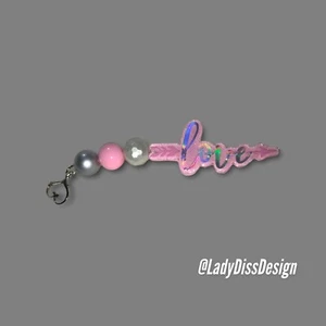 Handmade Keychain LOVE 3” Holographic - Picture 1 of 4