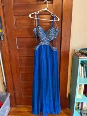 Decode Vestido Formal Largo Corte Estrás Azul Talla 14  Foto 1 de 2