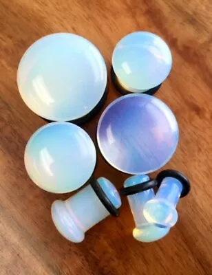 PAIR Single Flare Opalite Opalescent Stone Plugs Gauges Guages Earlets - Image 1 of 3