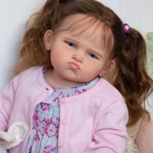 28 Zoll Reborn Baby Puppe Grace Kleinkind Mädchen verwurzelt langes Haar Stoffkörper handgefertigtes Spielzeug - Bild 1 von 3