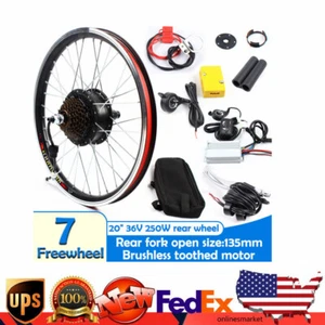 36V 250W 20" Electric Bicycle Rear Wheel E Bike Motor Conversion Kit Cycling Hub - Picture 1 of 14