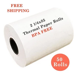 50 Rolls 2 1/4" x 85' First Data FD130 FD50 FD55 FD100Ti Thermal Paper Rolls - Picture 1 of 5