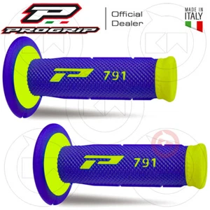 MANOPOLE PROGRIP MOTO CROSS ENDURO SOFT GEL 791-252 DUAL DENSITY Giallo Fluo/Blu - Foto 1 di 3