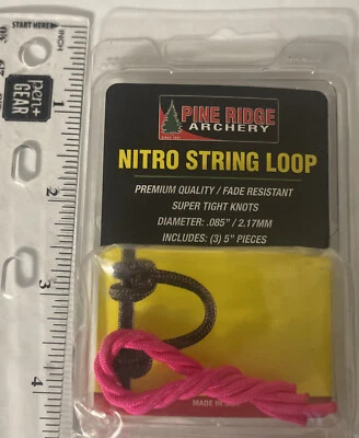 Pine Ridge Archery Pink Nitro String Loop 5" Pre-Cut (3/Pkg) #2580-PK - Image 1 of 3