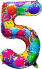 40 Inch Rainbow Number 5 Balloon For 5 Year Old Birthday | Large Party Decoratio