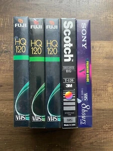 Fuji T-120 6 Hours (3) - Sony Premium Grade 8 Hours (1) - Scotch T-120 VHS Tapes - Picture 1 of 2