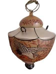 Antique Hand Painted Frosted Glass Globe Ceiling Light 1920s Rare - Picture 1 of 16