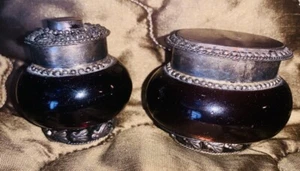 2 Vintage Two's & Company Trinket Box Silver & Purple Glass - Picture 1 of 3