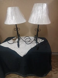 Two Black Home Made Table Lamps Steal Made In Lake City Florida - Picture 1 of 11