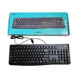 Logitech K120 USB Wired Keyboard Black Tested - Picture 1 of 3