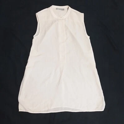 Blusa túnica Vince marfim creme seda sem mangas tamanho XS transparente botão selado - Imagem 1 de 4