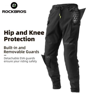 ROCKBROS Cycling Pants Fleece Windproof Sportswear With Hip and Knee Protection - Picture 1 of 11