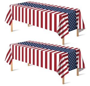 2 Pack 4th of July Tablecloth Patriotic Red White Blue Memorial Day Decorations - Picture 1 of 6