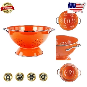 Vielseitiges 5 Quart pulverbeschichtetes emailliertes Sieb in Orange - Küche Must-Have - Bild 1 von 8