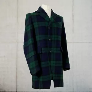 Pretty Green Black Label Wool - Cashmere Tartan Overcoat Size Large Fits Medium - Picture 1 of 24