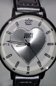 Juicy Couture Women's Watch Quartz Heart Crown Silver Leather NEW Need Battery🩷 - Picture 1 of 16