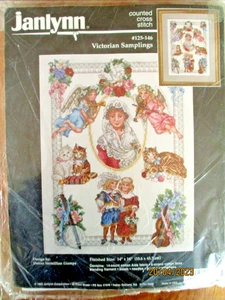 Kreuzstich Stickpackung Janlynn Viktorianisch nostalgisch Katze Engel Sampler - Bild 1 von 3