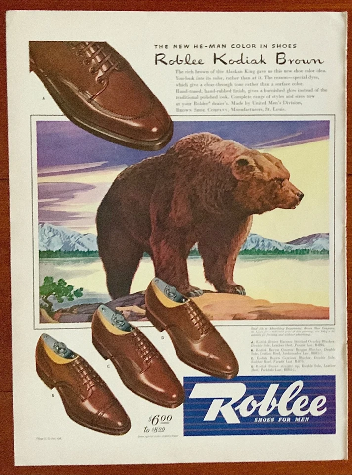 Kodiak Brown Bear - Vintage Print Ad - Full Page Full cColor - 1942 - Image 1 of 1